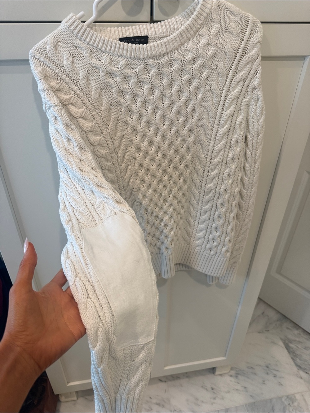 Rag and Bone Off-White Cable Knit Crewneck Sweater - Picture 2 of 4